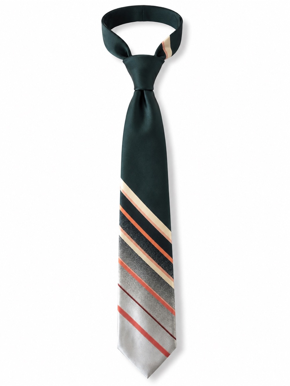 Vintage Diagonal Stripe Necktie Green Cream Retro Mens Tie